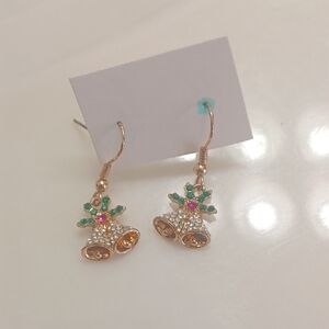 Festive Bell Earrings with Rhinestones